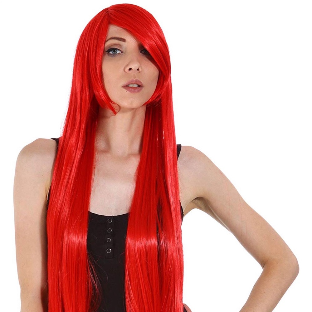NWT Long Hair Red Ariel Costume Wig Accessory